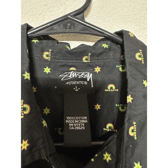 STUSSY One Love All Over Print Button Down Men’s Size Large Vintage - Picture 6 of 6
